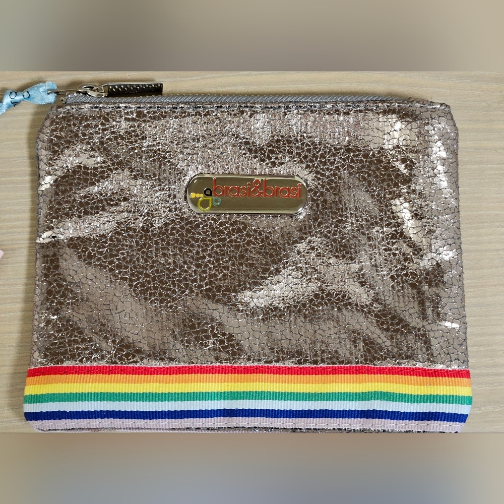 brasi & brasi Copper Color Ragae Zipper Pouch Makeup Bag Munich NWT
